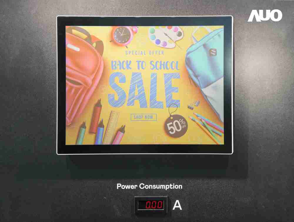 开云电子展示胆固醇液晶超低耗能户外全彩显示器，，ChLC（胆固醇液晶）以双稳态技术使静态显示零功耗，，，具省电、、、高彩度、、环保的特性，，还整合软硬件系统解决方案，，，可透过单一云端平台管理